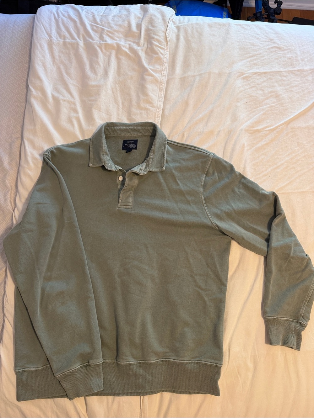 J. Crew Men’s Sage Green Long-Sleeve Polo